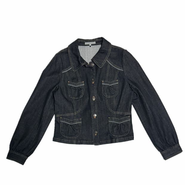 빈티지 배색 스티치 워싱 포켓 데님자켓