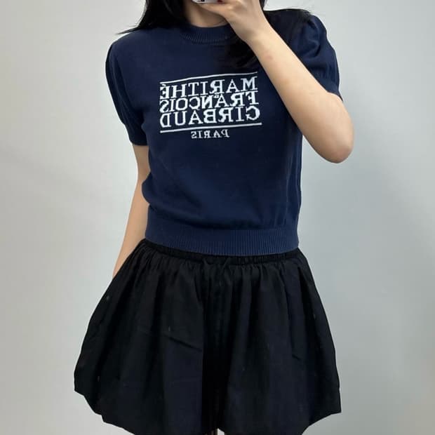 마리떼 네이비 반팔 니트