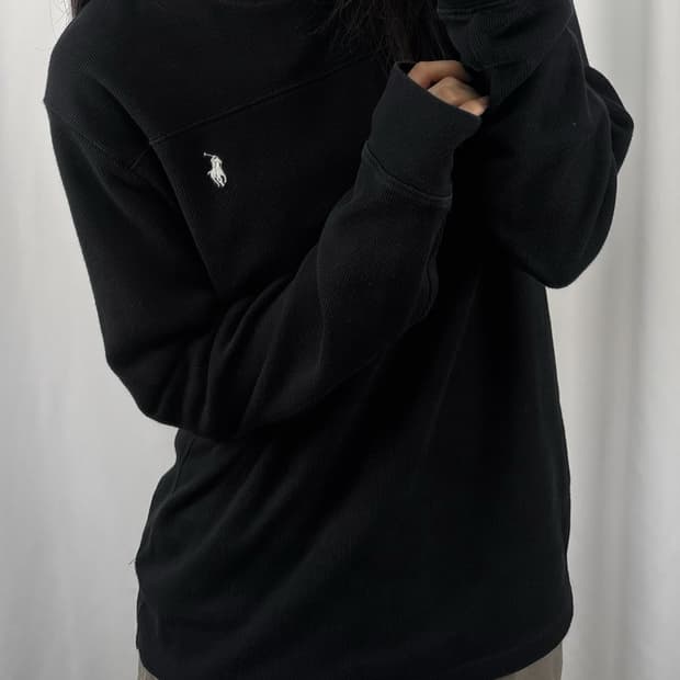 폴로 블랙 골지 롱슬리브