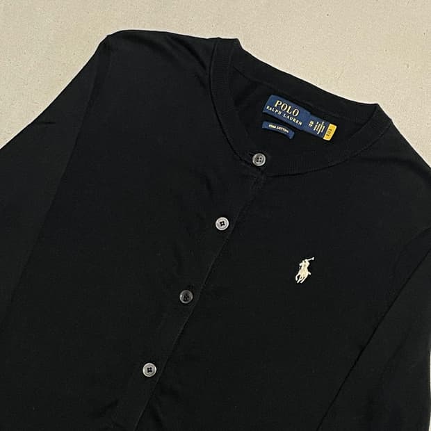 XS 폴로랄프로렌 여성용 블랙 코튼 가디건