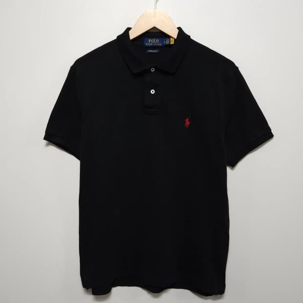 95~100 POLO 폴로 랄프로렌 반팔 카라티 커스텀슬림핏 블랙 메쉬
