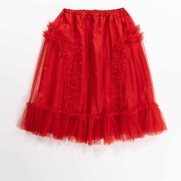생긴스튜디오 밴딩 러플 샤스커트 레드