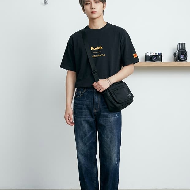 코닥(KODAK) 로체스터 뉴욕 바코드 반팔 티셔츠 블랙