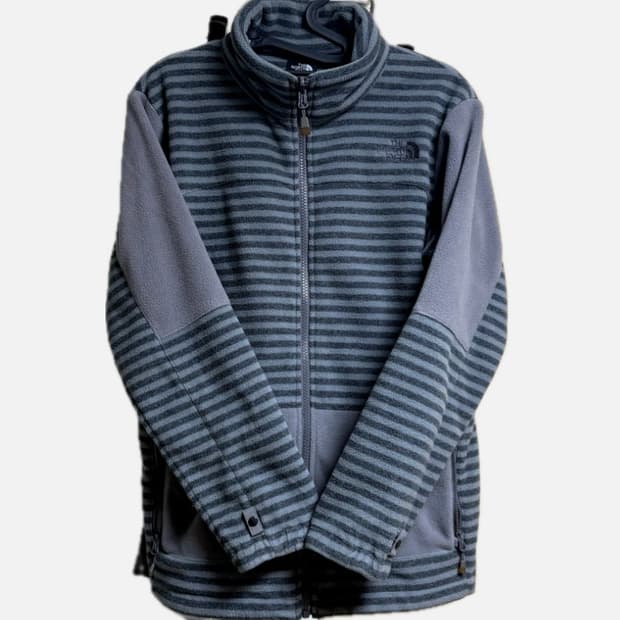 노스페이스 스트라이프 플리스 후리스 그레이