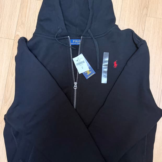 폴로 플리스 후드집업 블랙 S,L 새상품