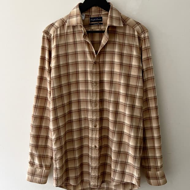 랄프 로렌 퍼플 라벨 플레이드 플란넬 셔츠