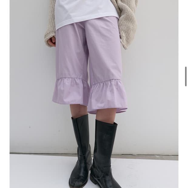 낫띵에브리띵 FRILL DETAIL COTTON PANTS IN 라벤더
