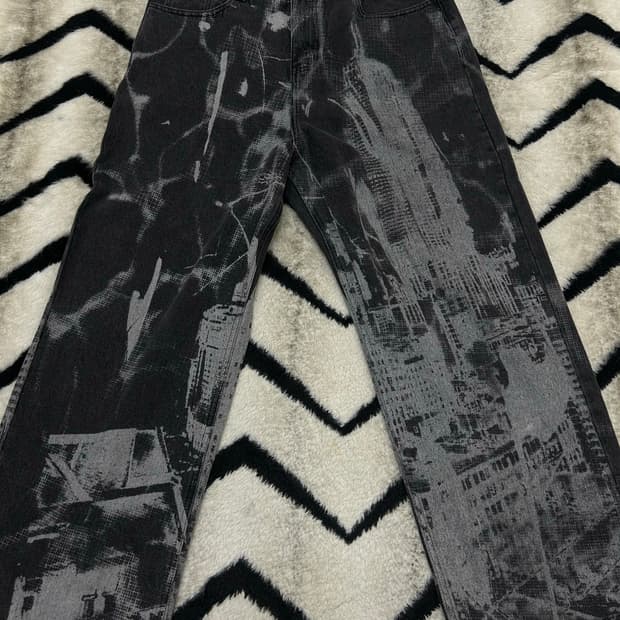 [XL]네스티킥 시티스케이프 와이드 데님팬츠