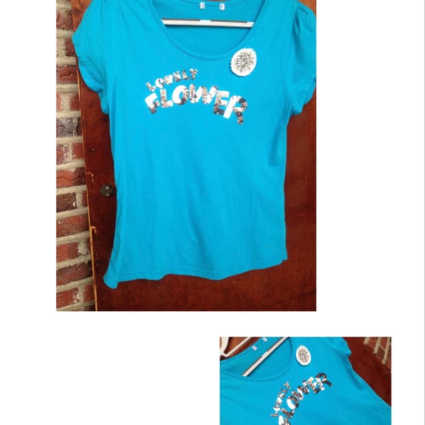 Turquoise Sequin Logo Tee