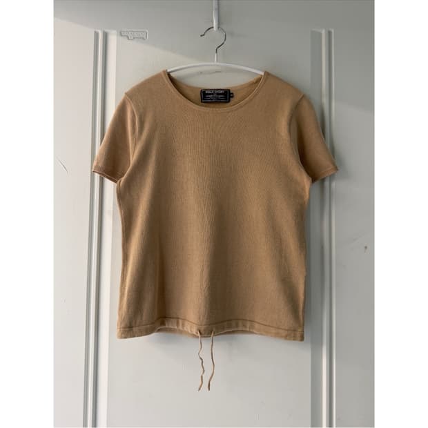 일본빈티지 폴로 베이지 반팔 니트