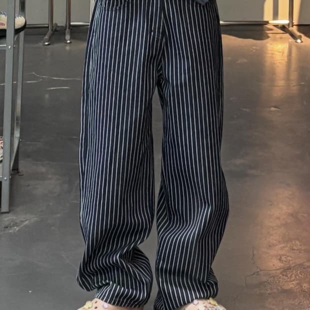 빈티지 스트라이프 와이드 팬츠 A3452