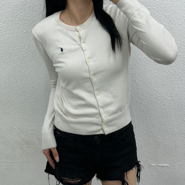 폴로 랄프로렌 네이비포니 화이트 가디건 XS