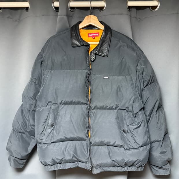 슈프림 레더 카라 푸퍼 자켓 M