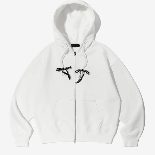 유희 리본 디테일 후드집업