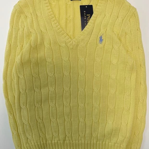 폴로 랄프로렌 노란색 브이넥 니트