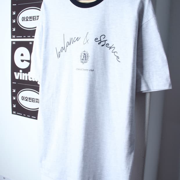 (L-XL) 어프레쉬 반팔 티셔츠 레터링 멜란지 화이트-H3H33765