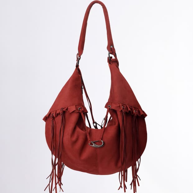 스컬프터 스웨이드 스트링 호보백 