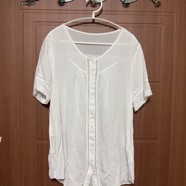 모리걸 하구미 일본 빈티지 아오이유우 화이트 레이스 반팔 블라우스