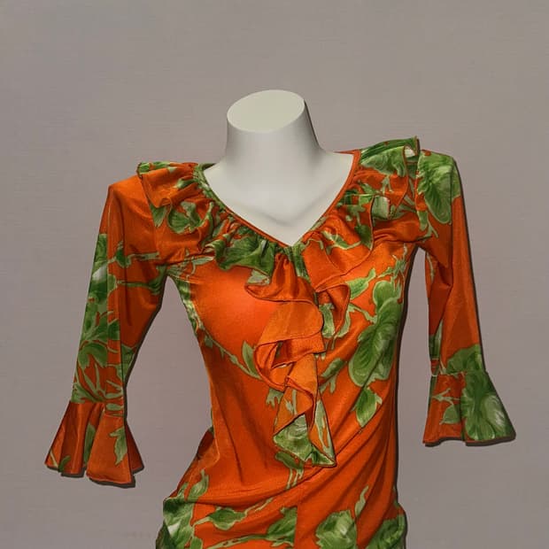 빈티지 오렌지 오리엔탈 프릴 티