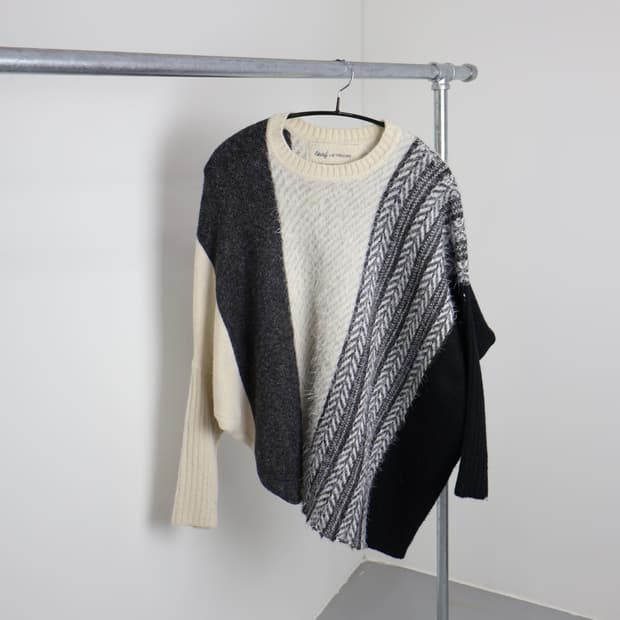 Crazy Letricot Asymmetric Patchwork Knit