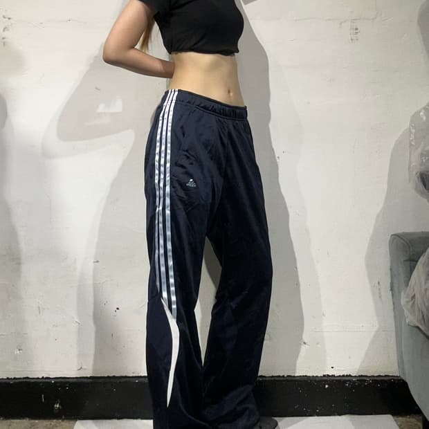 아디다스 네이비 블루 삼선 대장급 와이드 팬츠 L