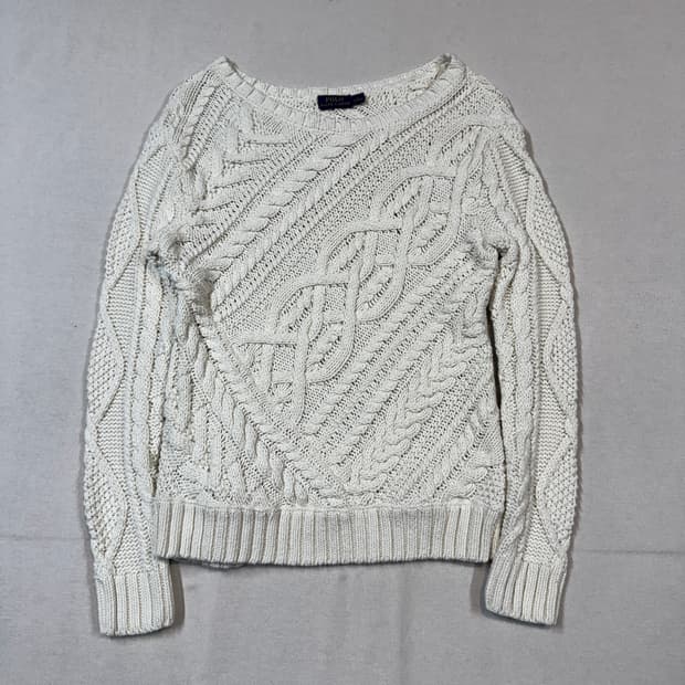 S) 폴로 랄프로렌 믹스 케이블 코튼 니트 아이보리