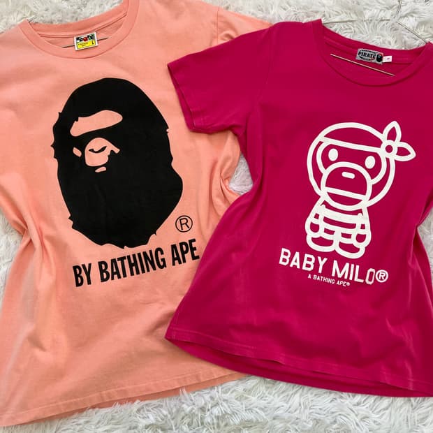 베이프 핫핑크 마일로 반팔 1050 y2k 스트릿 갸루 펑키 일본