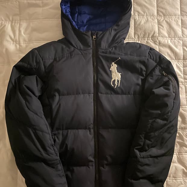 폴로 랄프로렌 화이트 빅포니 패딩 네이비 