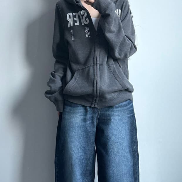 홀리스터 y2k 와투케 차콜 후드집업