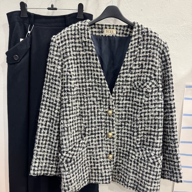 japan vintage 노카라 트위드 자켓