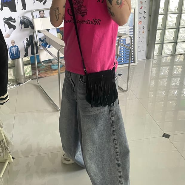 fringe black shoulder bag 프린지 블랙 숄더백
