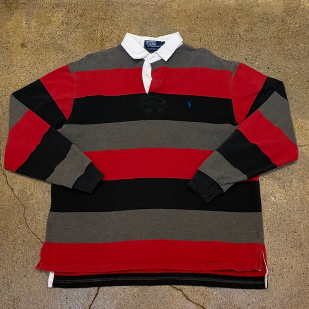 레어 00s 미국 빈티지 폴로랄프로렌 스트라이프 럭비티 카라티 