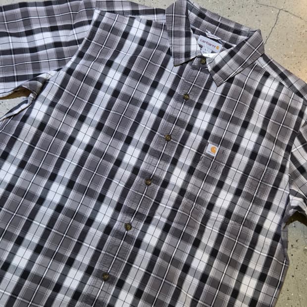Carhartt 칼하트 그레이 체크반팔셔츠