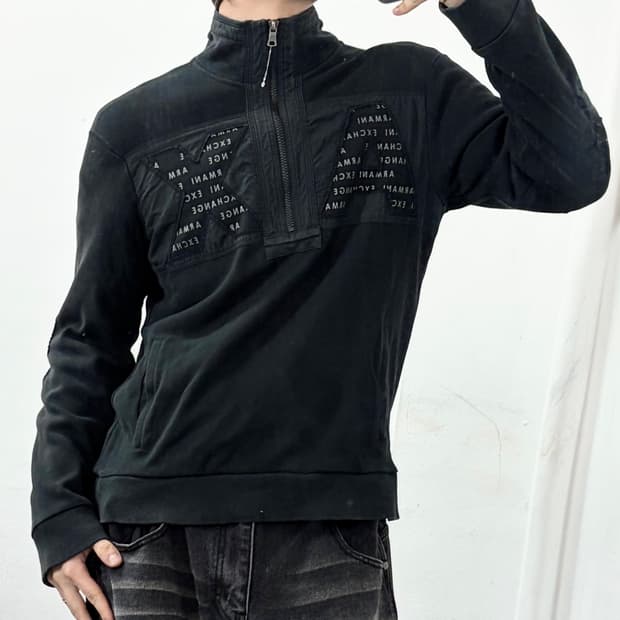 아르마니 익스체인지 빅로고 반집업