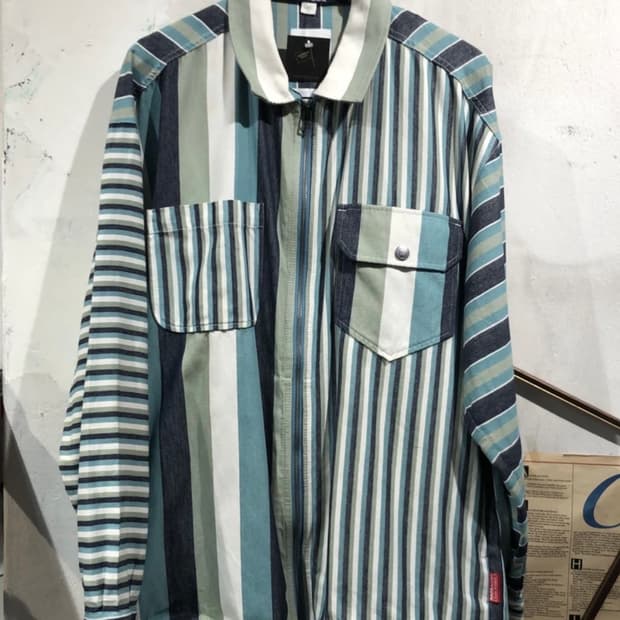 [3158]Napapijri striped shirt zip jacket