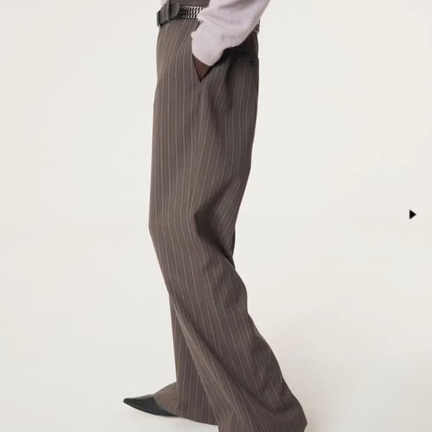 렉토 빈티지 스트라이프 플레어 팬츠 세피아 그레이