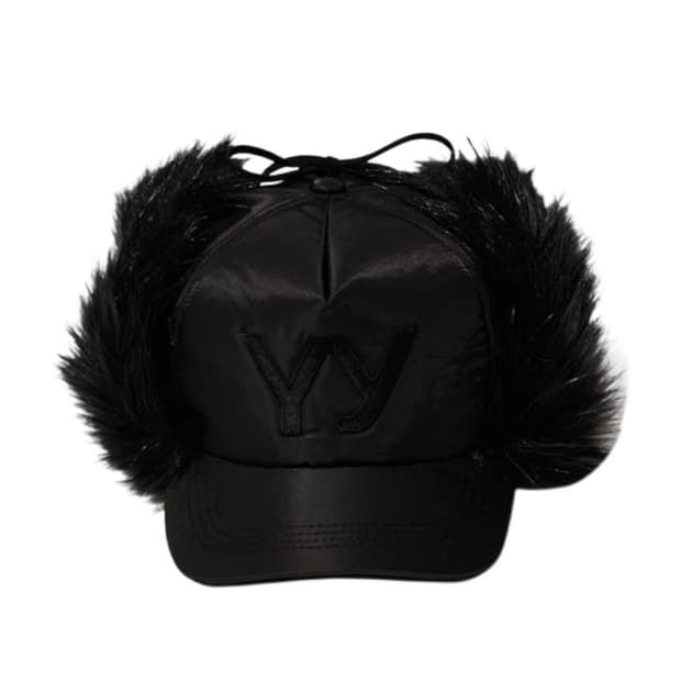 Open yy 퍼 이어플랩 볼캡 (블랙) 