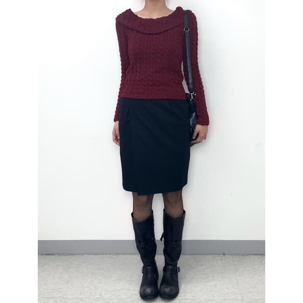 빈티지 네이비 미디 스커트