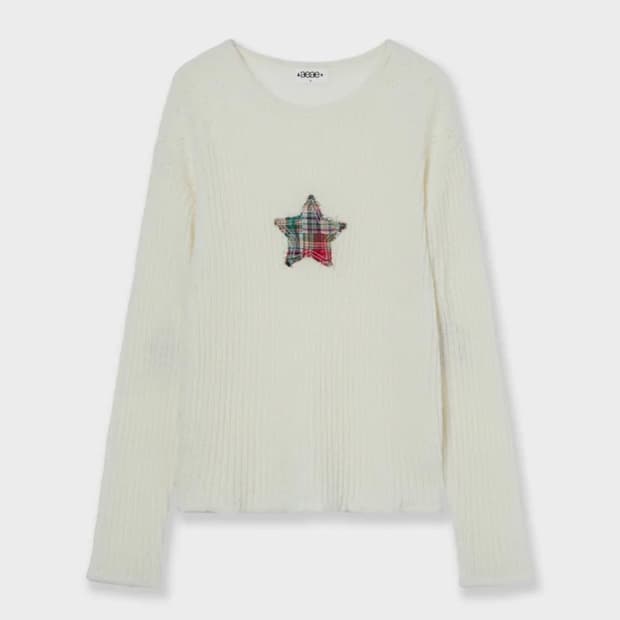 aeae SHEER APPLIQUE KNIT [IVORY]