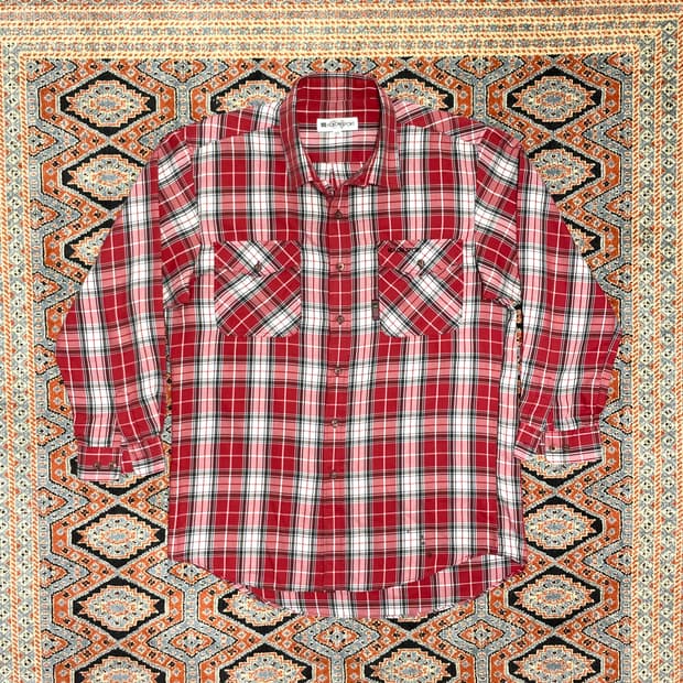 코오롱스포츠 레드 마드라스체크 포켓셔츠 남성110