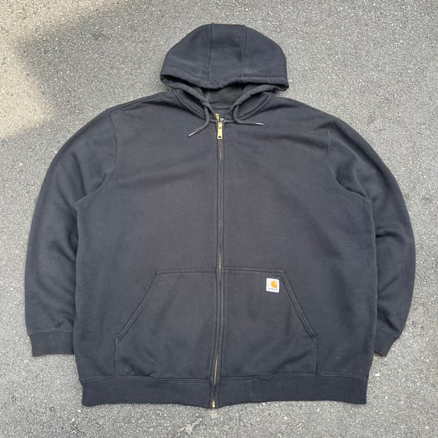 3XL) Carhartt Black Hooded Zip-Up