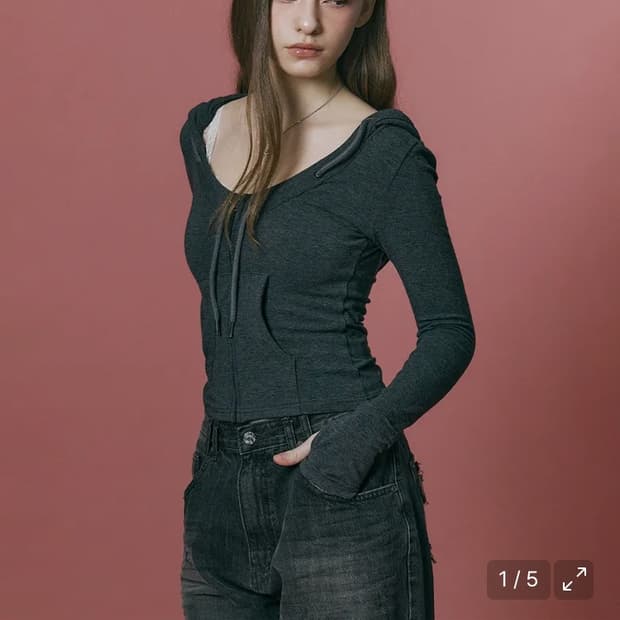 플리즈노팔로우 글렌 딥 유넥 후디 차콜