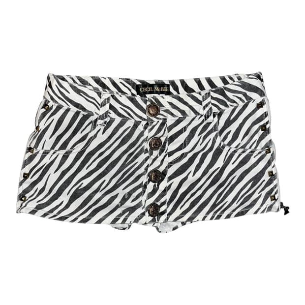 CECIL McBEE 세실맥비 지브라 스터드옆지퍼 반바지 갸루키치y2k