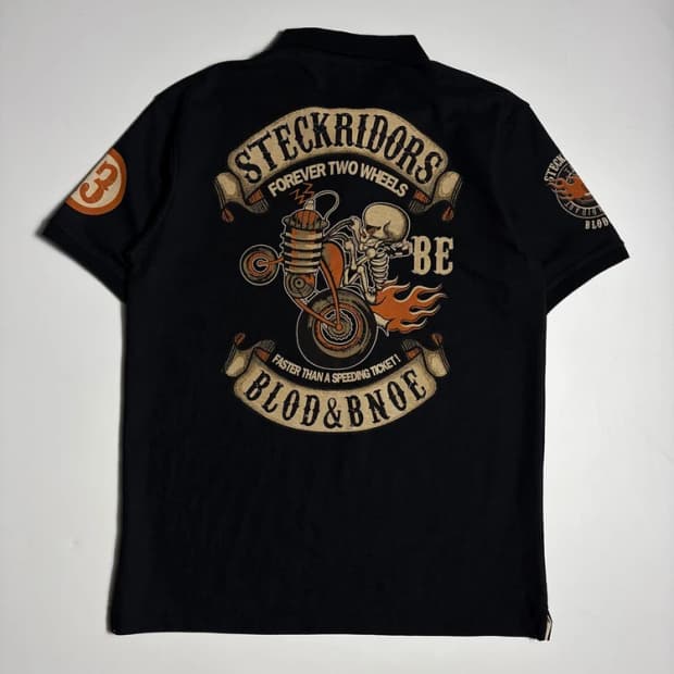 Steckridors Y2K 스컬 그래픽 반팔 카라 티셔츠 R2584