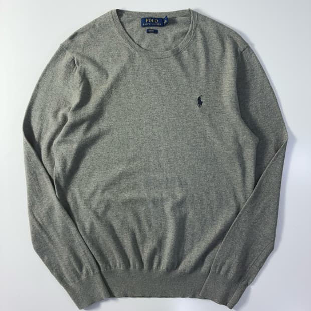 Polo  폴로 랄프로렌 자수 코튼 그레이 니트  