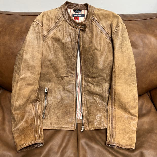 [L] Triple Five 빈티지 리얼레더 싱글 라이더 자켓