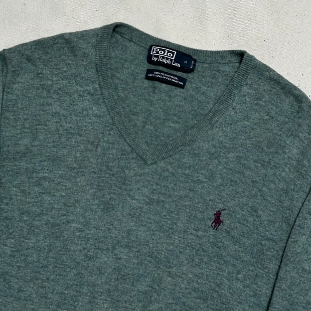 M 폴로랄프로렌 메리노울 민트 브이넥 니트