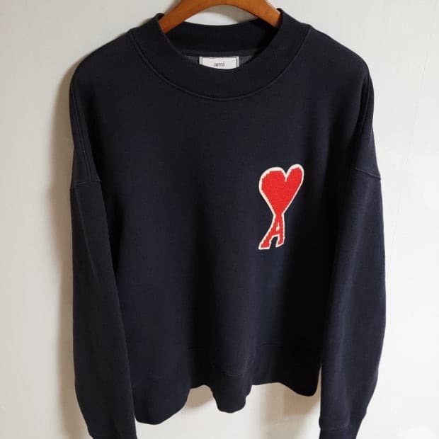 아미 빅로고 안감기모 맨투맨 네이비 M사이즈(100)