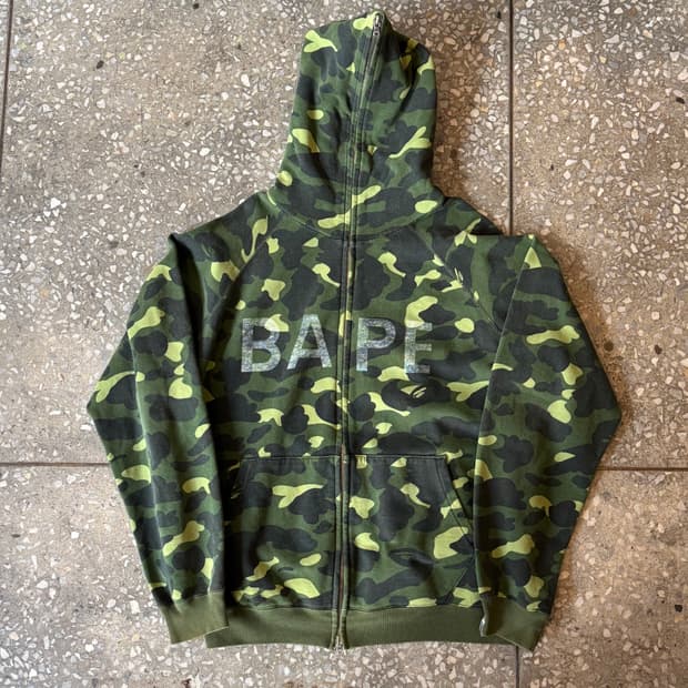 OG 베이프 그린카모 풀 집 후디 L