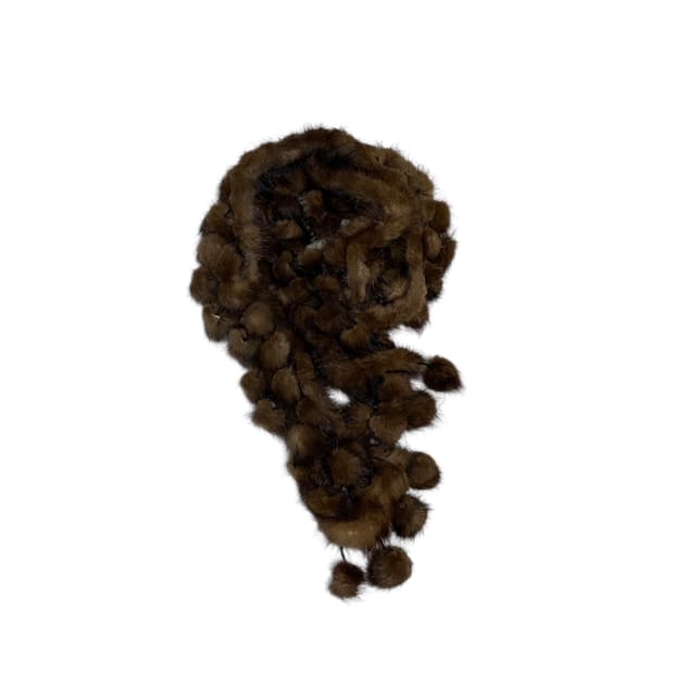 브라운 구슬털 짜임 머플러 